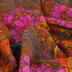 Tissu satin viscose - Luxuriante rose