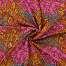 Tissu satin viscose - Luxuriante rose