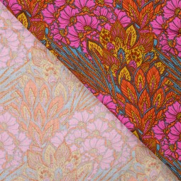 Tissu satin viscose - Luxuriante rose