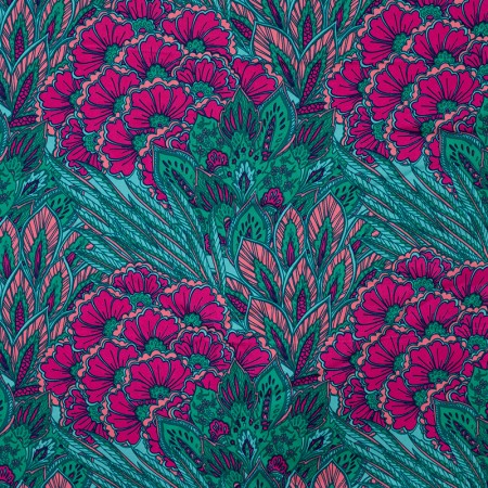 Tissu satin viscose - Luxuriante lagon