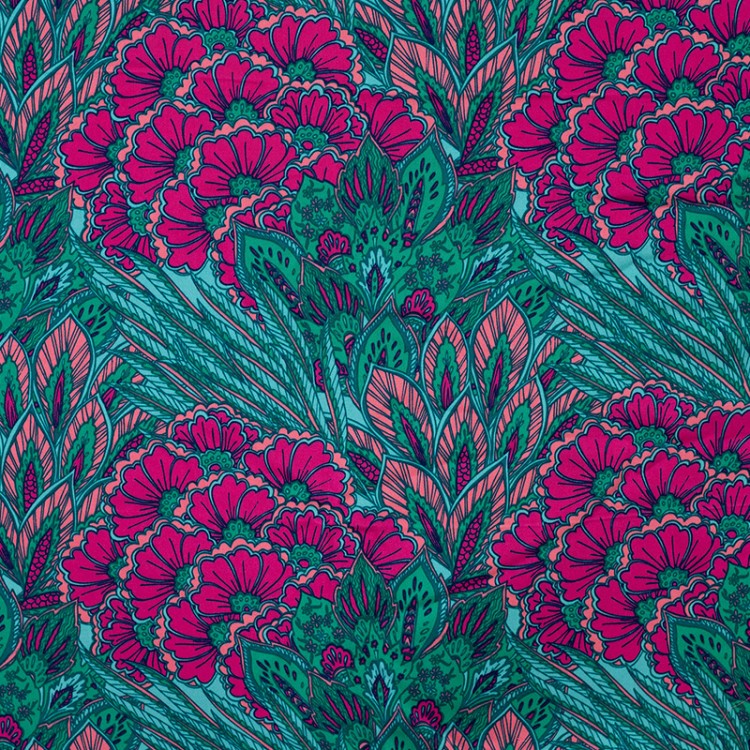 Tissu satin viscose - Luxuriante lagon