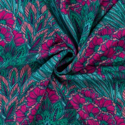 Tissu satin viscose - Luxuriante lagon