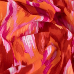 Tissu satin viscose - Abstract orange