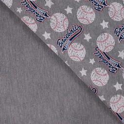 Tissu jersey sweat French Terry - Baseball gris clair