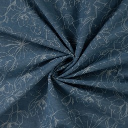 Tissu denim - Jacquard flowers