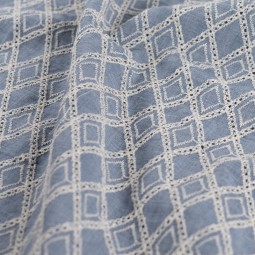 Tissu Broderie - Losange Denim