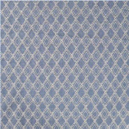 Tissu Broderie - Losange Denim