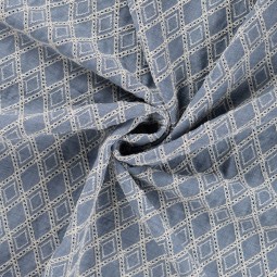 Tissu Broderie - Losange Denim