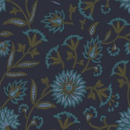 Tissu jersey sweat French Terry - Flowers navy