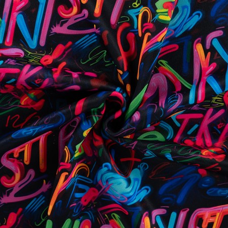 Tissu jersey sweat polaire - Graffiti multicolor