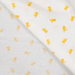 Tissu double gaze - Poussin écru
