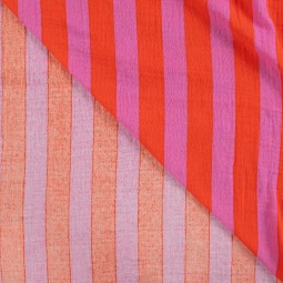Tissu double gaze - Stripes rose rouge