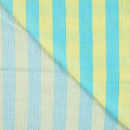Tissu double gaze - Stripes aqua vert