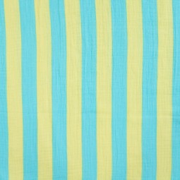 Tissu double gaze - Stripes aqua vert