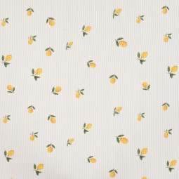 Tissu jersey côtelé - Lemons écru