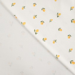 Tissu jersey côtelé - Lemons écru