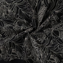 Tissu Broderie - Black Swan