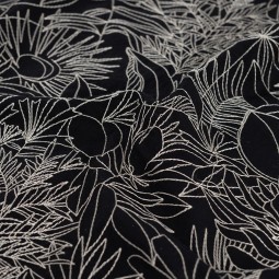 Tissu Broderie - Black Swan