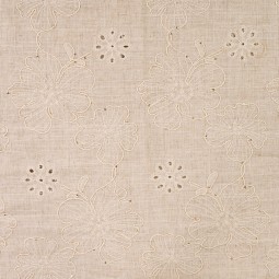 Tissu viscose lin - Broderie fleurie et sequin