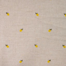 Tissu viscose lin - Broderie citrons