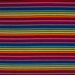 Tissu jersey - Rayures multicolore et noir