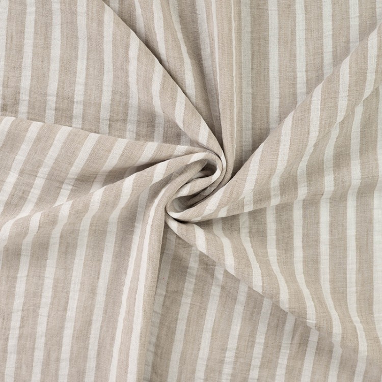 Tissu polyester - Rayure naturelle