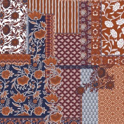 Tissu voile de coton - Patch marron