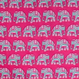 Tissu voile de coton - Éléphant rose