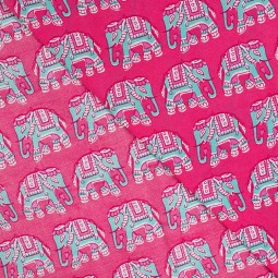 Tissu voile de coton - Éléphant rose