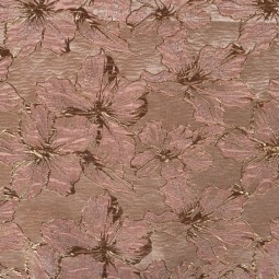 Tissu brocart - Fleurs roses