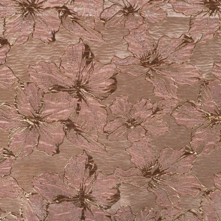 Tissu brocart - Fleurs roses