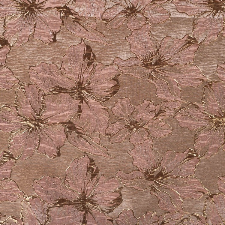 Tissu brocart - Fleurs roses