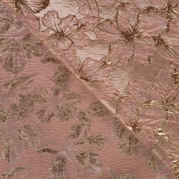 Tissu brocart - Fleurs roses