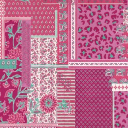 Tissu voile de coton - Patch rose