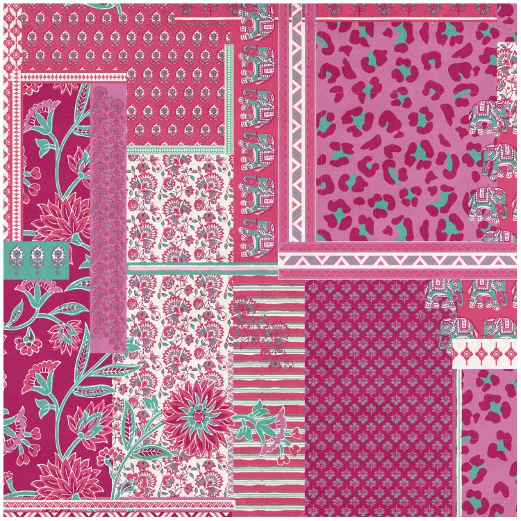 Tissu voile de coton - Patch rose