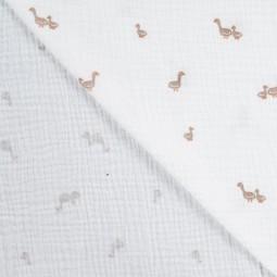 Tissu double gaze - Oie écru