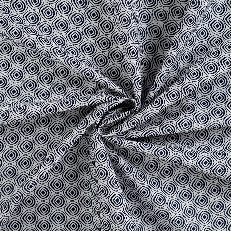 Tissu voile de coton - Losange marine