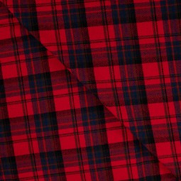 Tissu flanelle - Carreaux marine et rouge