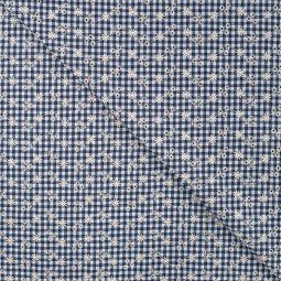 Tissu Broderie - Pamela marine