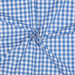Tissu coton vichy - Bleu clair