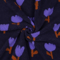 Tissu sherpa - Tulipes navy