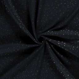 Tissu double gaze - Bleu marine pois doré