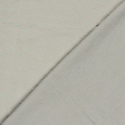 Tissu seersucker - Mini vichy vert et corail