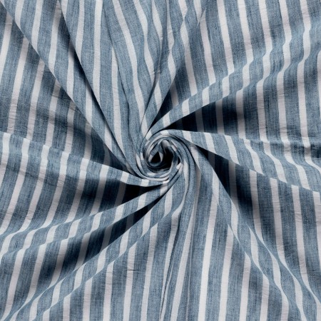 Tissu Polyester - Esprit chambray rayure bleu