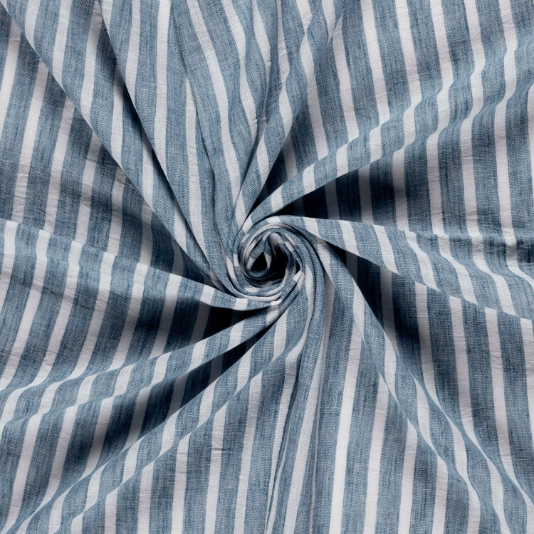 Tissu Polyester - Esprit chambray rayure bleu