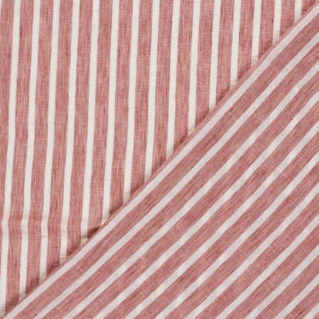 Tissu Polyester - Esprit chambray rayure vieux rose