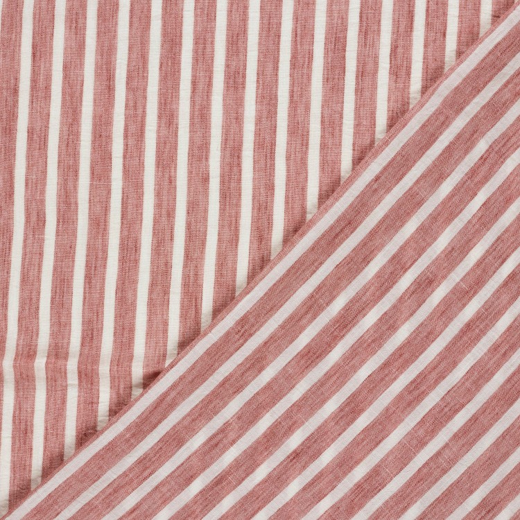 Tissu Polyester - Esprit chambray rayure vieux rose