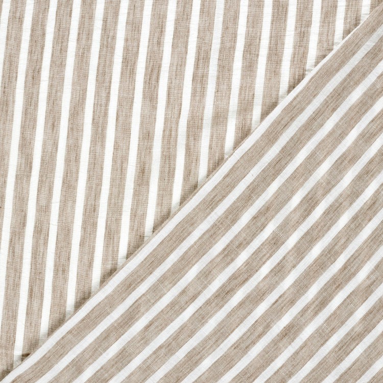 Tissu Polyester - Esprit chambray rayure camel