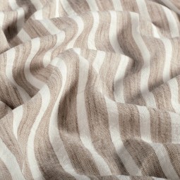 Tissu Polyester - Esprit chambray rayure camel