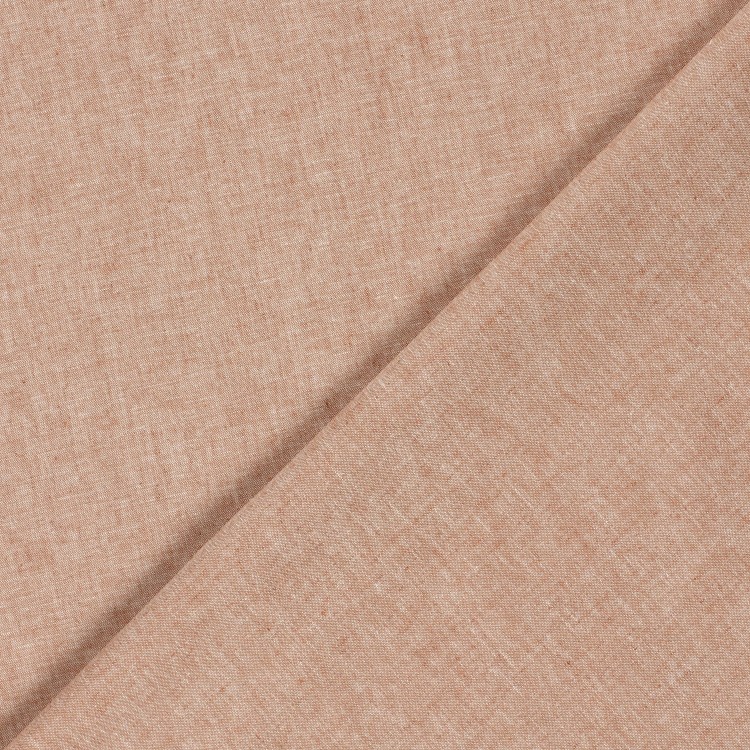 Tissu lin et coton - Chambray brique